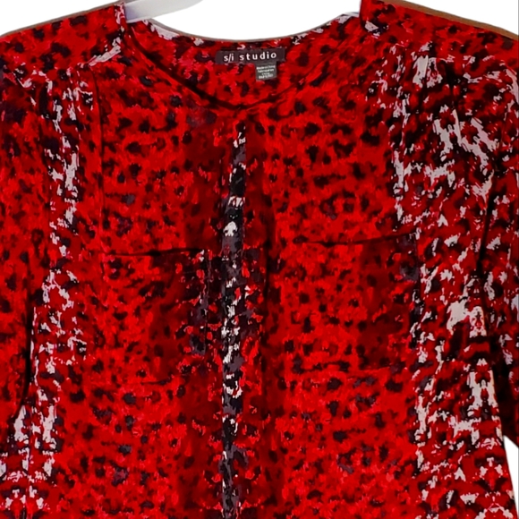 S/I Studio women's plus size 1X geometric patterned sheer pullover tunic. 875 - Picture 3 of 4